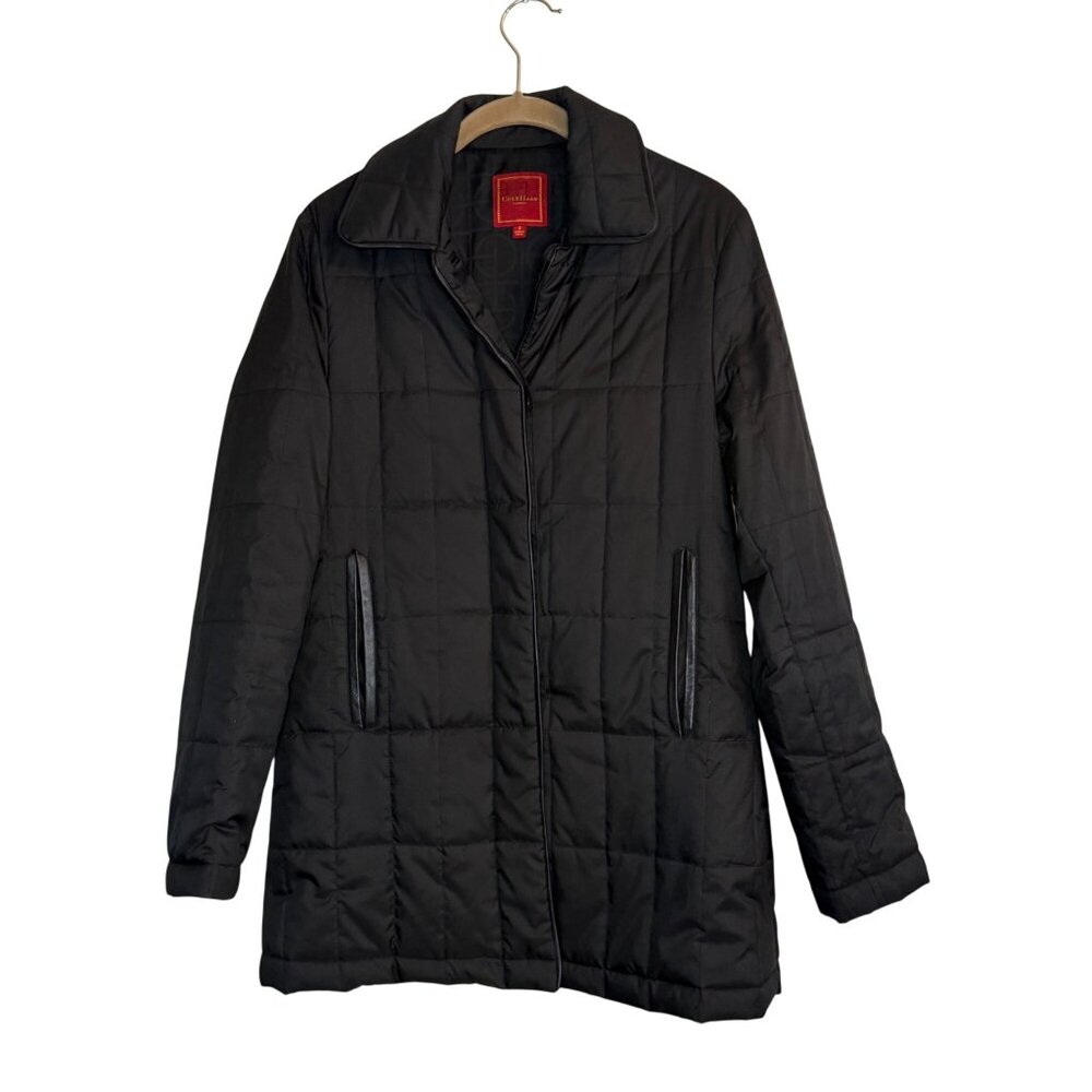 Cole Haan Country Quilted Black Winter Light Puffer Leather Trim Jacket